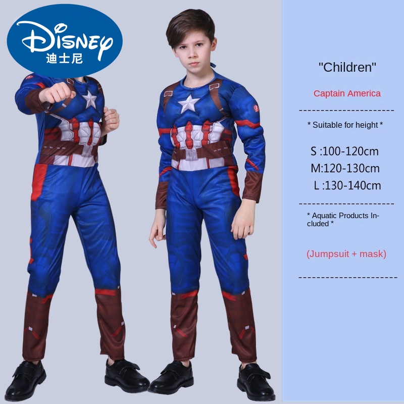 Disney Halloween Avengers Captain America Superhero Costume Jumpsuit Children's Designer Clothing Children's Clothing Designer Children's Costume Role Cosplay bo..