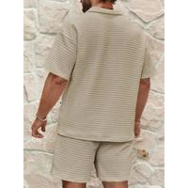 Solid Color Short Sleeve Tee & Loose Casual Fashion Cozy Breathable Two-piece Outfits Summer, Clothes for Daily Wear, Clothing, Shortsleeve Menswear, 