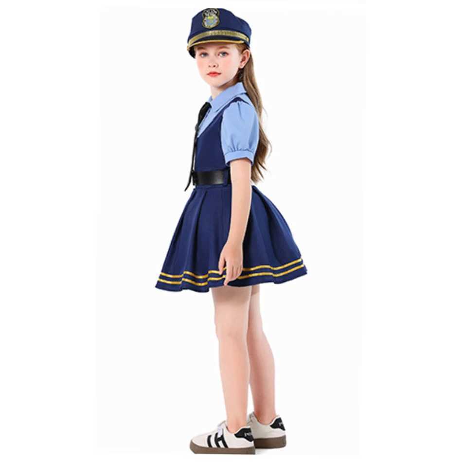 Judy Rabbit Cosplay Dress Children Halloween Carnival Party Costume Girls Accessories Hat Tie Headwear Kids Uniform Clothing L250918