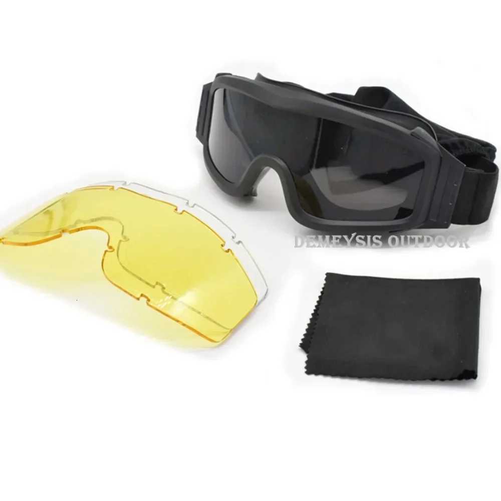 Tactical Goggs with 3 ns Combat Glasses Airsoft Paintball Eye Protection for Cs Wargame Motorcyc Hiking Y250919