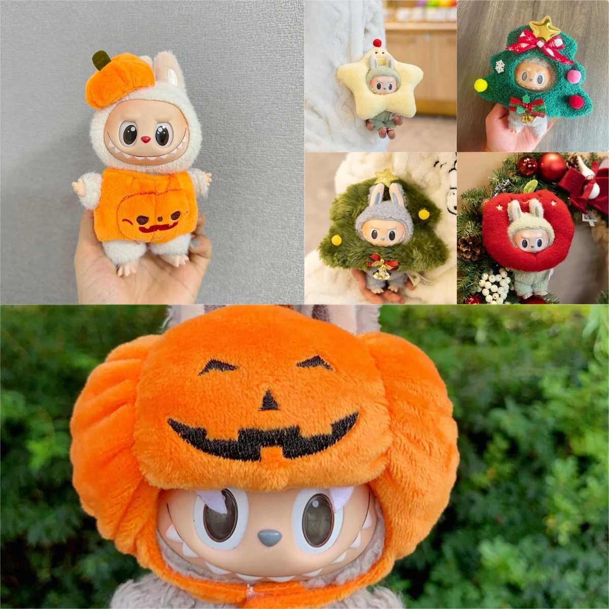 Pumpkin Halloween SetChristmas Tree Star Dress for 30 Labubu Doll Outfit Cute Protective Shell Accessories Holiday Gifts C250919