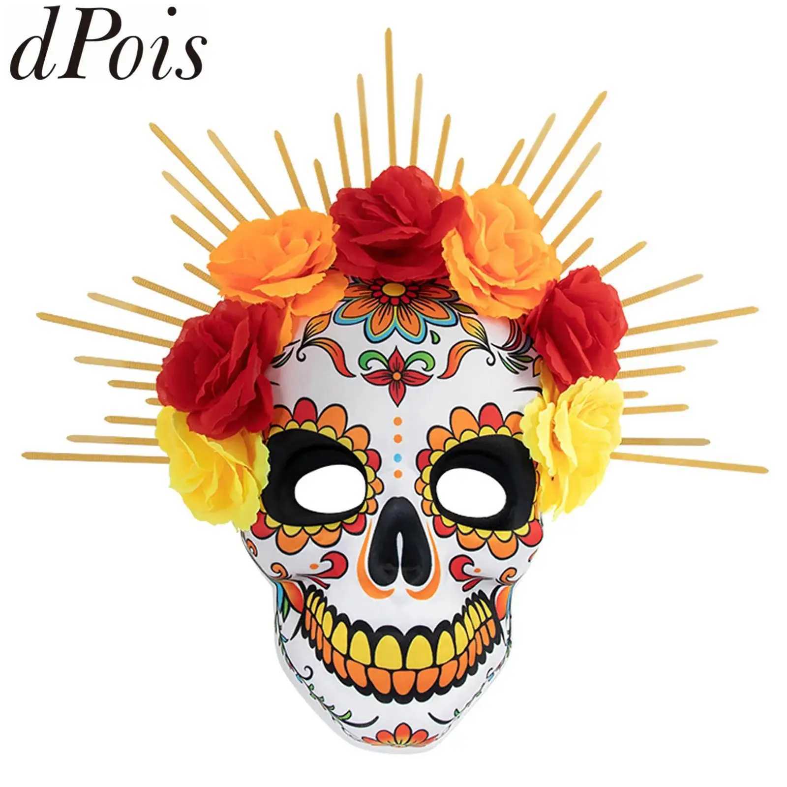 The Dead Day Masks Sugar Skull Full Face Mask for Halloween Costume Cosplay Mexican Masquerade Party Mask Festival Ghoulish Mask L250918