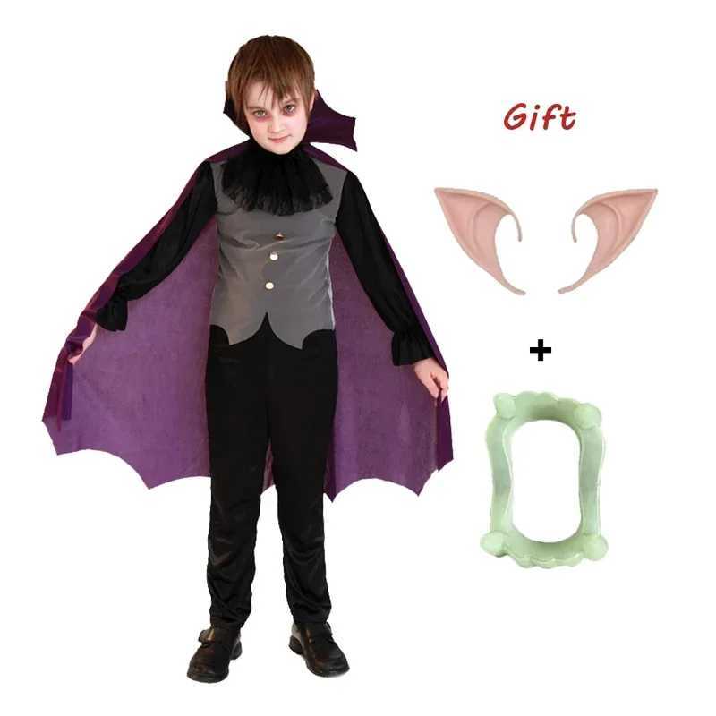Carnival Vampire Dracula Boys Fantasia Costumes with Cloak Teeth and Elf Ears for Boys Girl Party Fancy Dress Up L250918