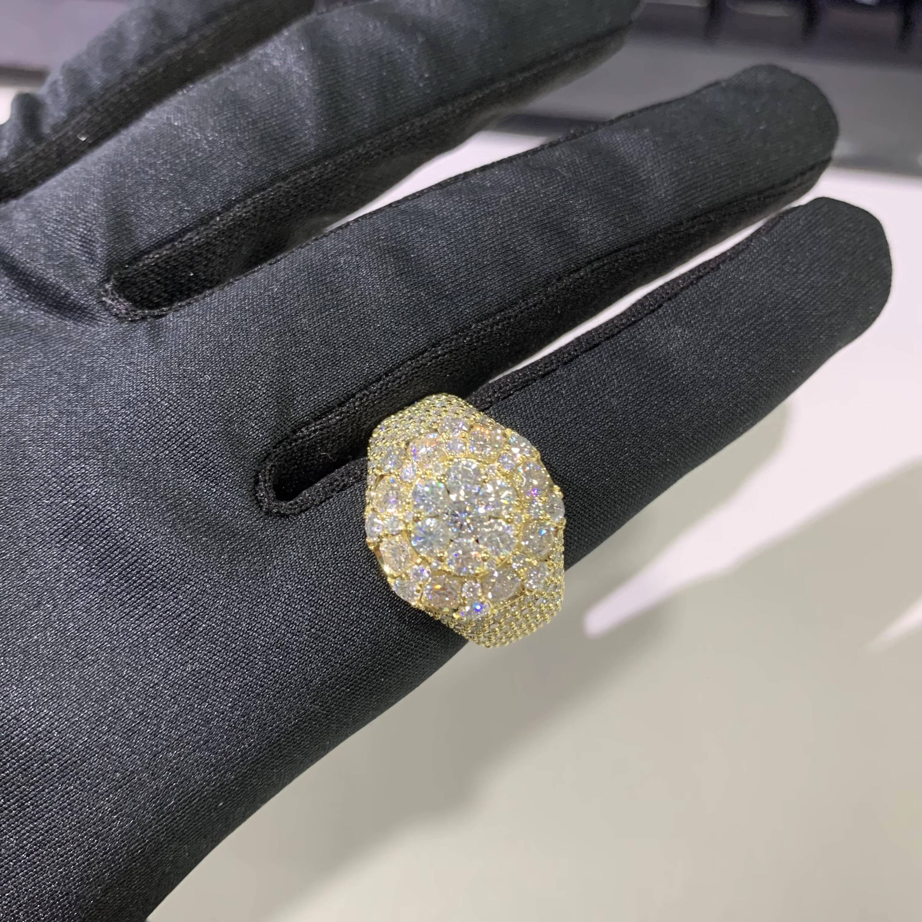 Hiphop Jewelry 14k 18k Gold Plated 925 Sterling Silver Mens Iced Out Diamond Moissnaite Ring HIPHOP Champion Ring