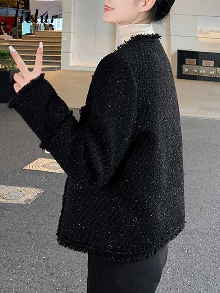 Jielur Autumn New Sweet Ladies Elegant Women Jackets Solid Street Fashion Jackets Woman Black Casual Loose Slim Coats Female Z250918