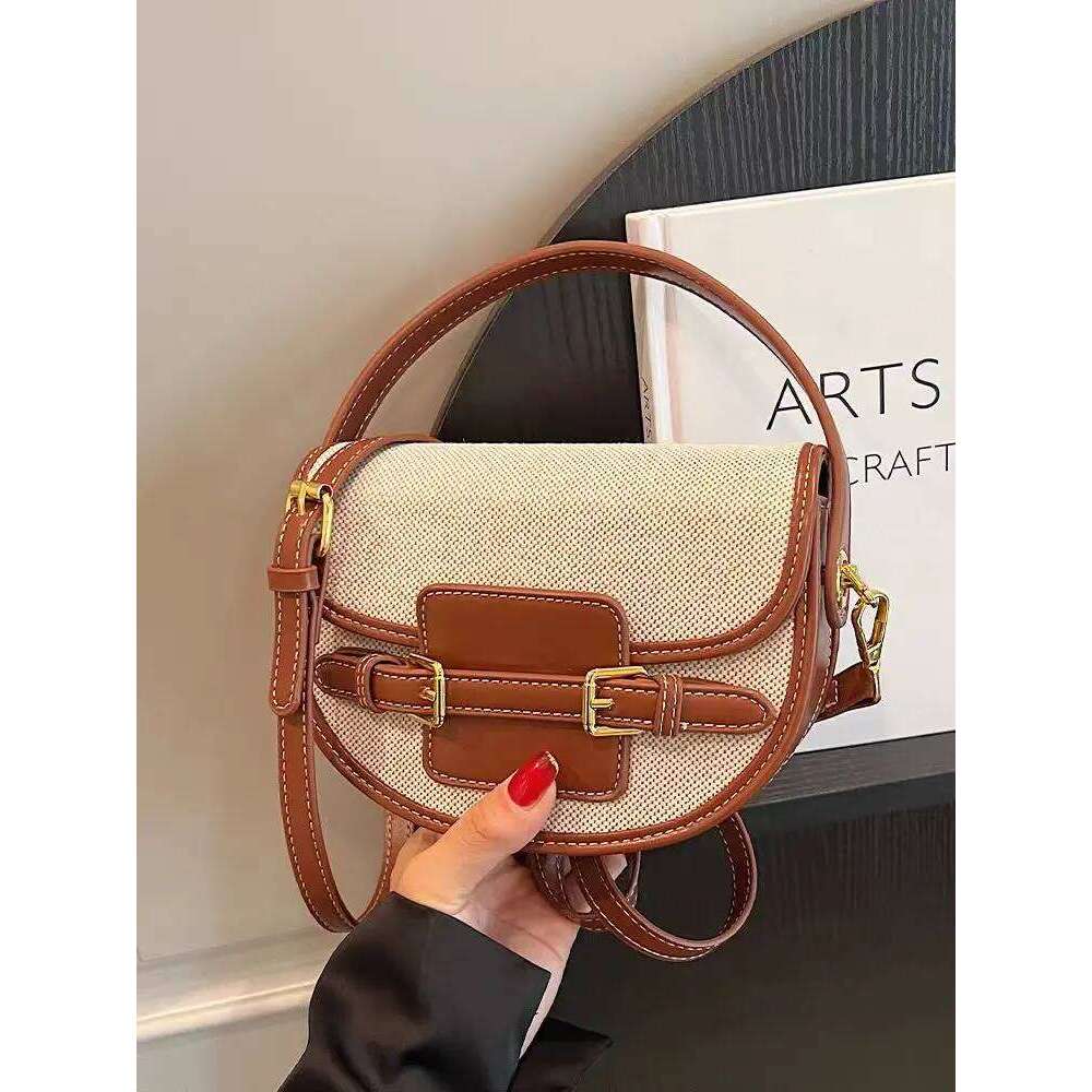 New Design Women Canvas Small Shoulder Bag Fashion Purses Retro PU Leather Female Saddle Laides Cross Body Bags