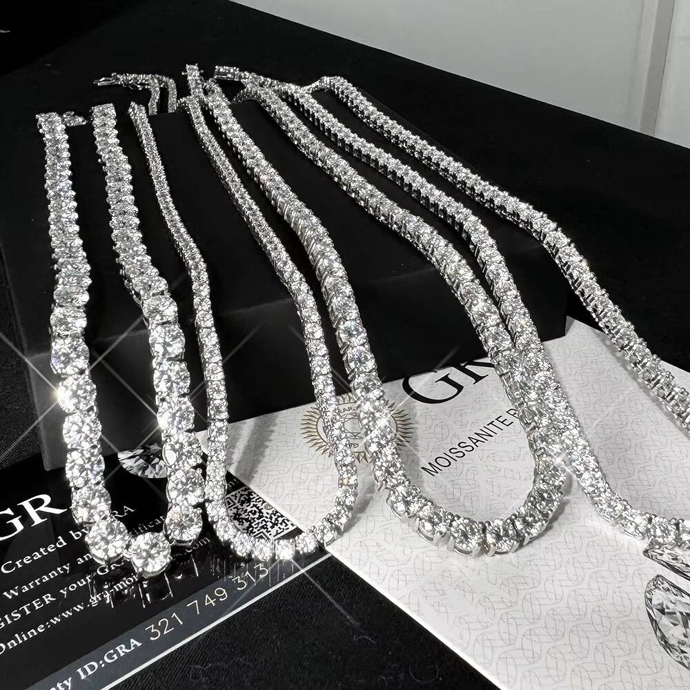 New Arrival 3mm 4mm 5mm 6mm Tennis Chain 925 Silver Necklace Bracelet VVS Diamond Moissanite Tennis Chain