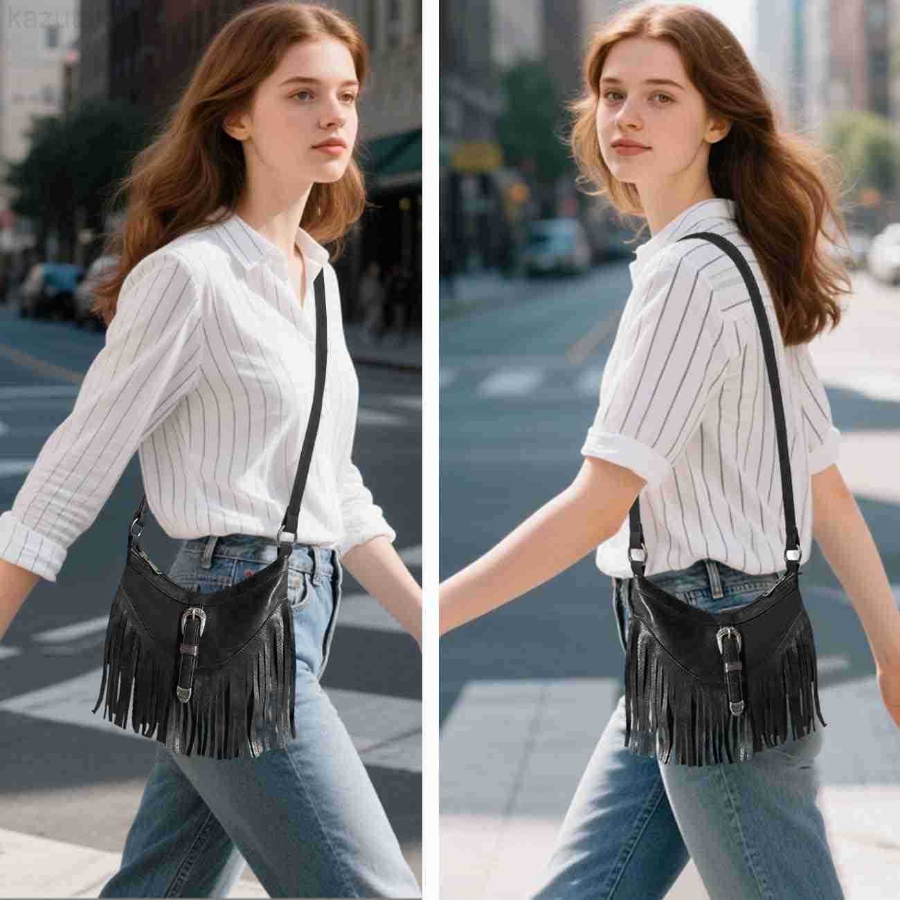 Sunwel Fashion Small Western Fringe Underarm Purse Mini Hipppie Shoulder Bag with Tassel for Women Z250919