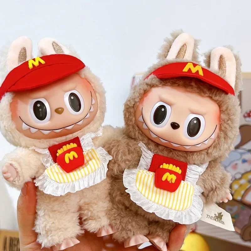 Labubu Doll Clothes 17cm French Fries Apron M Hat Set Cute Role Play Costume Accessories for 1520cm Plush Dolls Kids Gift C250919