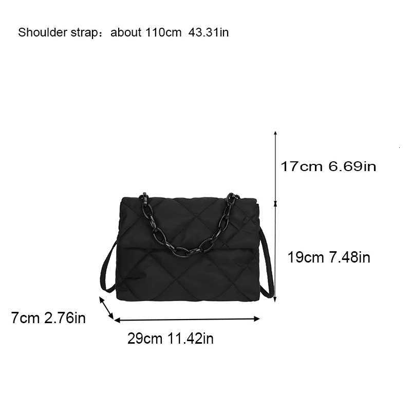 Small Crowd New Trendy Autumn Diamond Chain Womens Crossbody Handbag Solid Color Nylon Texture Shoulder Embroidered Thread Bag Z250915