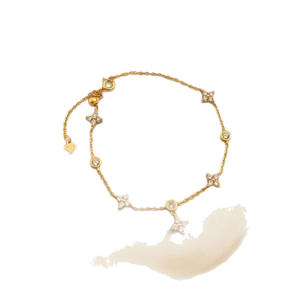 Real Gold Plated Zircon Flower Exquisite Light High-end Feel Bracelet Elegant Versatile Niche Jewelry for Women