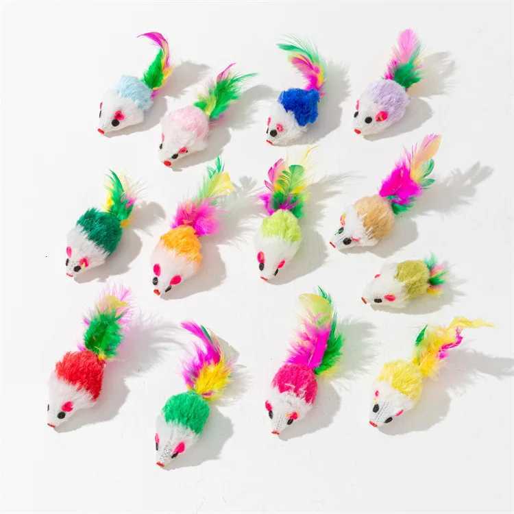 10 Pcs Soft Fleece False Mouse Cat Toys Colorful Feather Funny Playing Toys for Cats Kitten Interactive Ball Cat Toy Catnip X250918