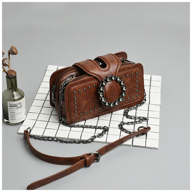 Free Shipping Small Fragrant Mini Chain Bag Designer Trendy Personality Single Shoulder Diagonal Cross Bag with Diamonds