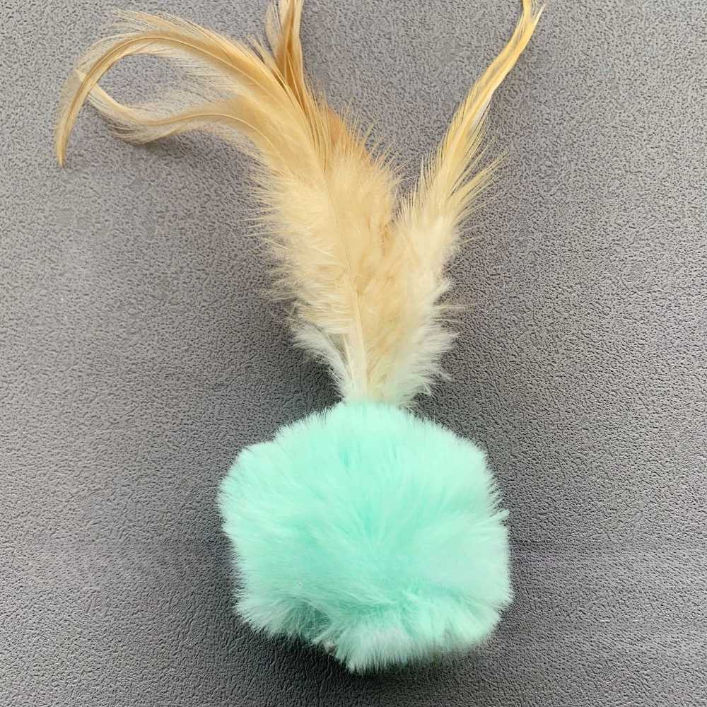 2pcs Random color Plush Ball Feather Cat Teaser Stick For Changing Heads Cat Toy Plush Interaction Kitty Pet Toy X250918