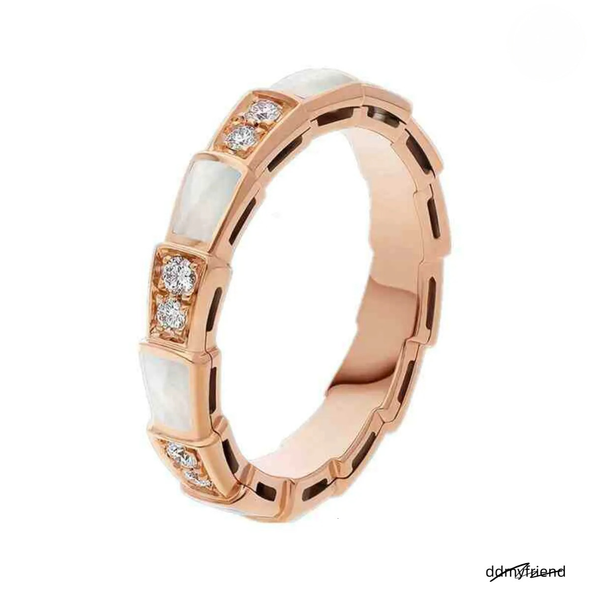 Snake Bone For Women White Mother-Inlaid Dia Wide V Snake-Shaped Narrow Version Ring High Plate Rose Gold Manufacturer Fast Shipping ddmyfriend