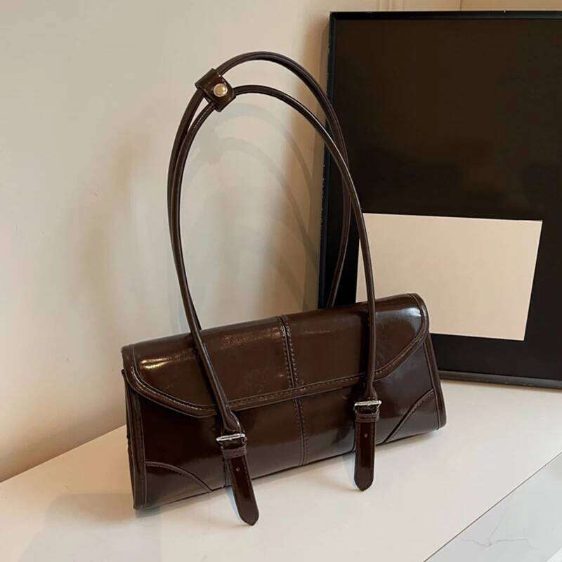 Elegant High End Bury Oil Wax PU Leather Underarm Bag With Magnetic Buckle Versatile Women's Shoulder Tote For Commuter