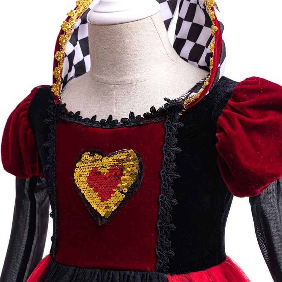 Girls Halloween Party Cosplay Red Queen Gown Clothes Kids Witch Long Sleeves Carnival Outfits Children Masquerade Fancy Costumes L250918