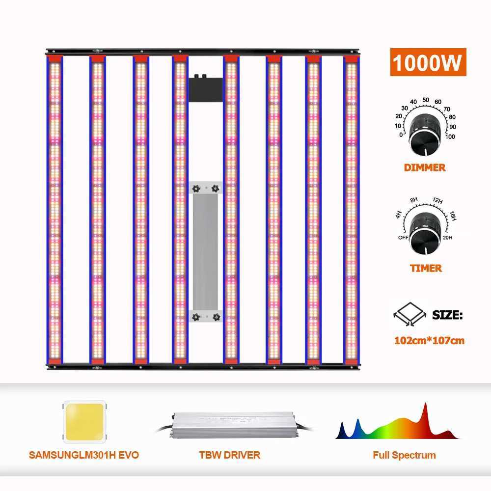 YXO 1000W Full Spectrum LED Grow light Samsung LM301H EVO Quantum Tech LED Grow light Bar UV IR Turn OnOff For Plant Light C250919