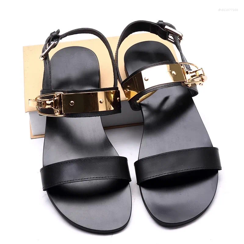 Luxury Shoes Sandals British Retro Spring Summer Leather For Men Men's Sandal Slippers Man High Quality Genuine Leather