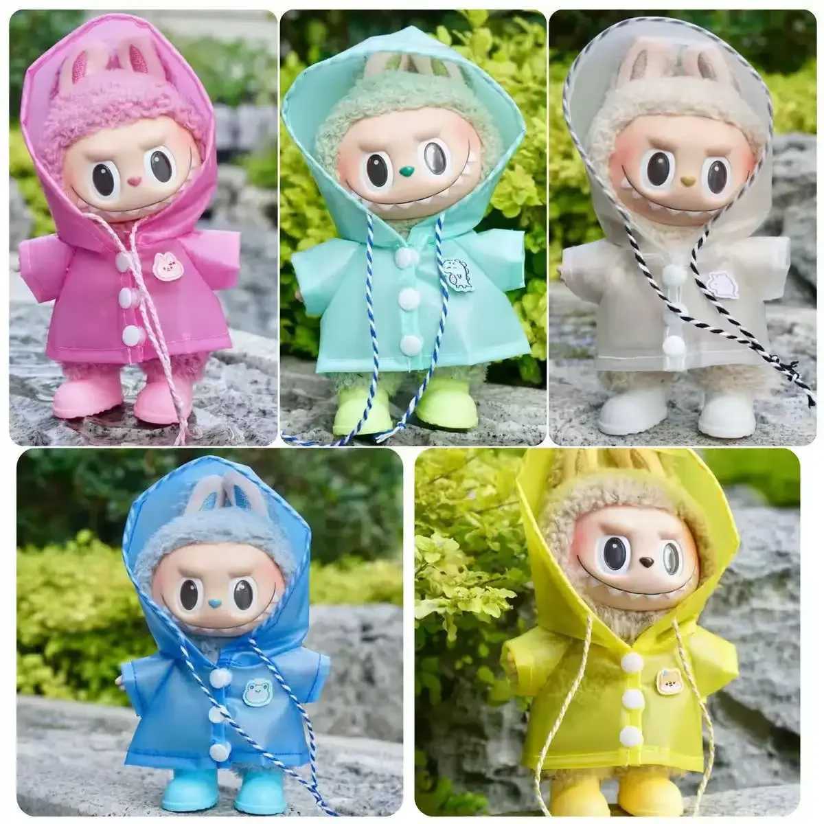 Cute for 17cm Labubu Transparent Raincoat Macaron Raincoat Doll Clothes Heartbeat Outfits Labubu Accessories C250919