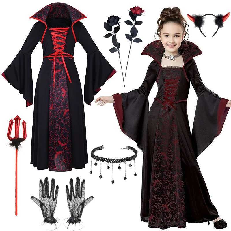 Kids Halloween Cosplay Vampire Costume Girl Black Tutu Dress Carnival Costumes for Kids Gothic Horror Clothes Halloween Gifts L250918