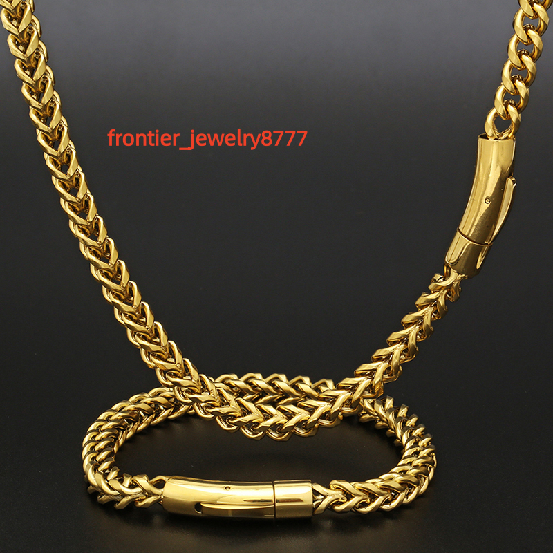NUOYA Custom Hip Hop Jewelry 18k Gold PVD Plated Stainless Steel Franco Chain Necklace for Men