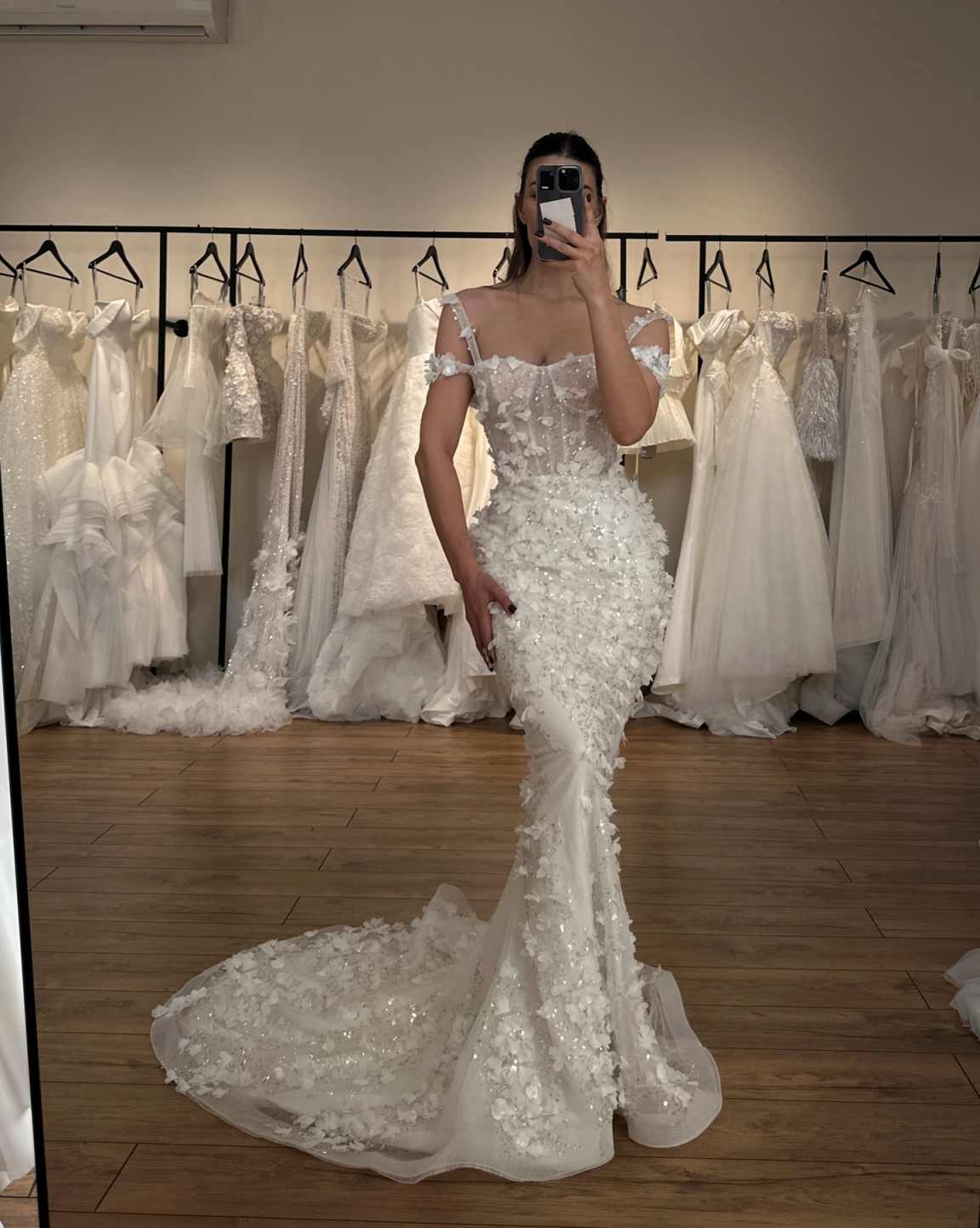 New Wedding Dress New Appliques Bridal Gown Sexy Remove Train 3D Flower Lace Bridal Dresses Vestidos De Novia Size Customized H252234