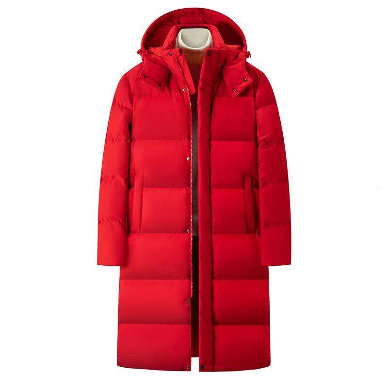 Winter Jacket Men's Casual Lightweight Thick Removable Cap White Duck Down Parka Men Brand Snow Clothes Long Knee Warm Coat