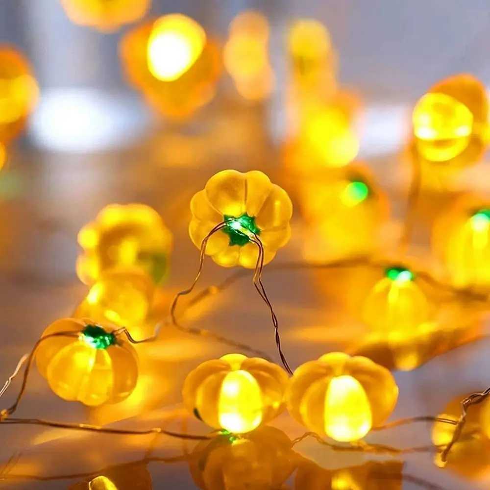 Portable LED Pumpkin Lantern String 3D Glowing Pumpkin Light Hanging Halloween LED String Light Bar C250919