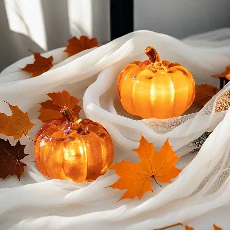110PCS Halloween LED Pumpkin Decoration Glowing Tabletop Ornament Spooky Party Prop Haunted House Desktop Display C250919