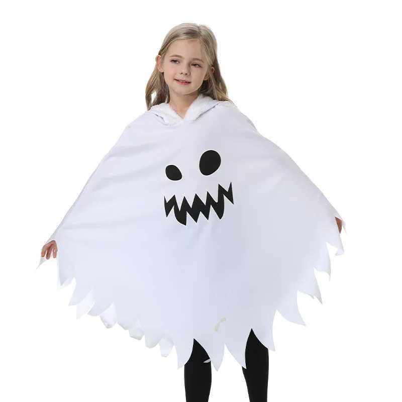 Halloween Kids Cosplay Costume White Black Luminous Ghost Luminous Face Cape Shawl Party DressUp Costume Boys Cape Girl Skirt L250918