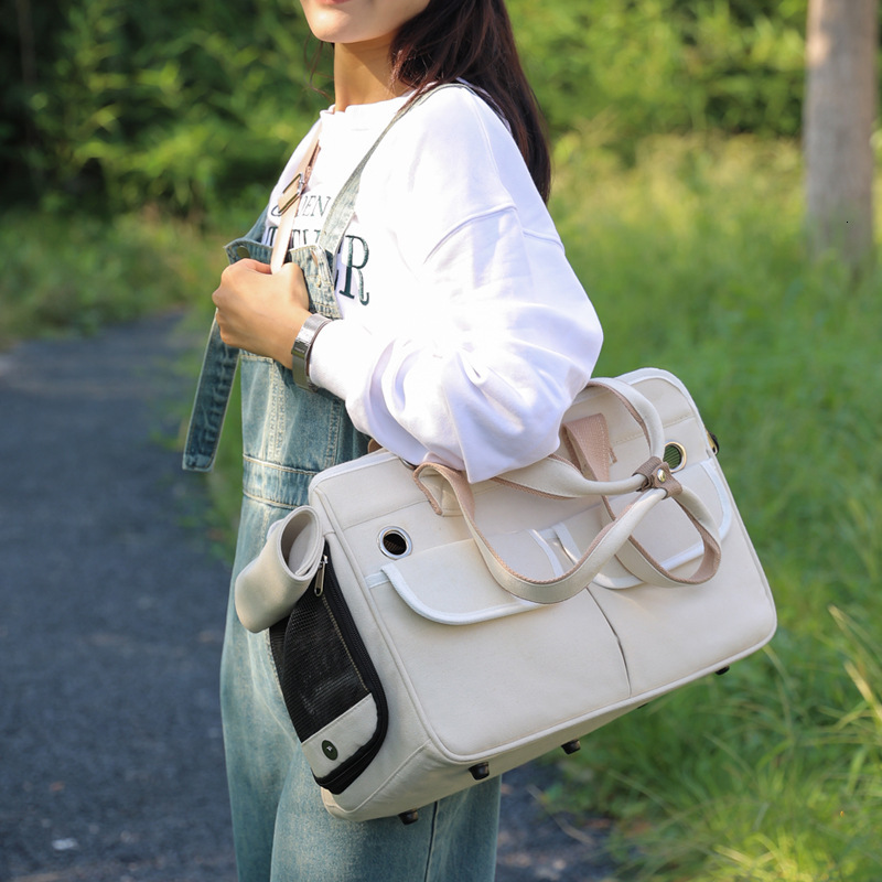 Crossbody Cat Portable Pet Breathable Canvas Handbag Foldable Dog Bag for Outdoor Use