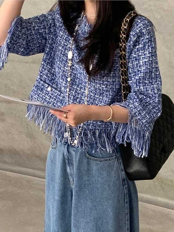 French Sle Fringed Tweed Womens ort Coat Sweet Youthful Autumn New Knitted Cardigan Small Fraance Sle Outerwear Z250918