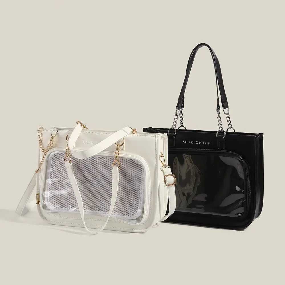 Ita Bags Womens Shoulder Bag Black Lolita Gothic Y2K Cute Tote Bag Transparent Jk Chains Square Large Capacity HandbagXJ250918