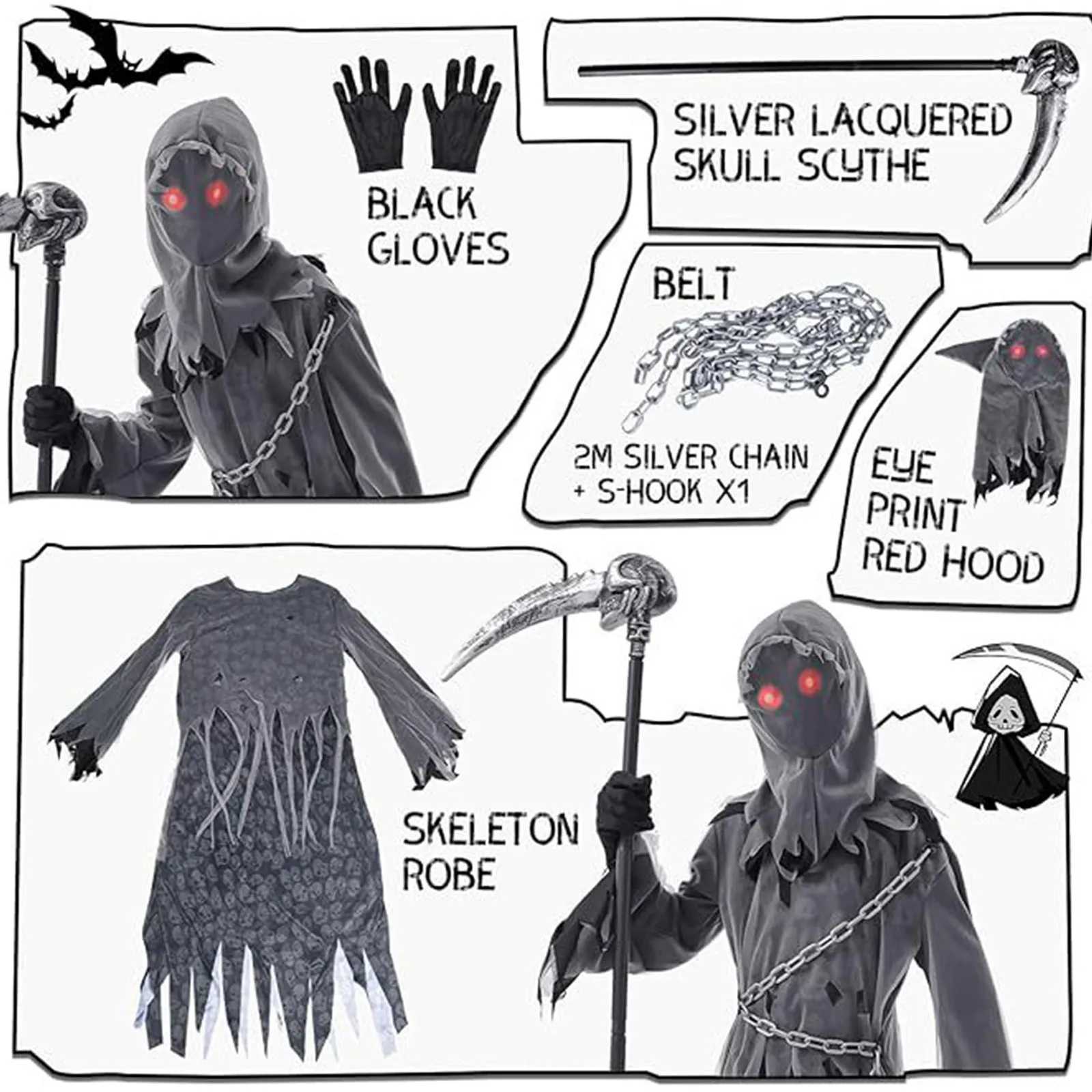 2025 Horror Atmosphere Universal Death Godness Costume For Both Men And Women Halloween Horror Atmosphere Decorative Costume L250918