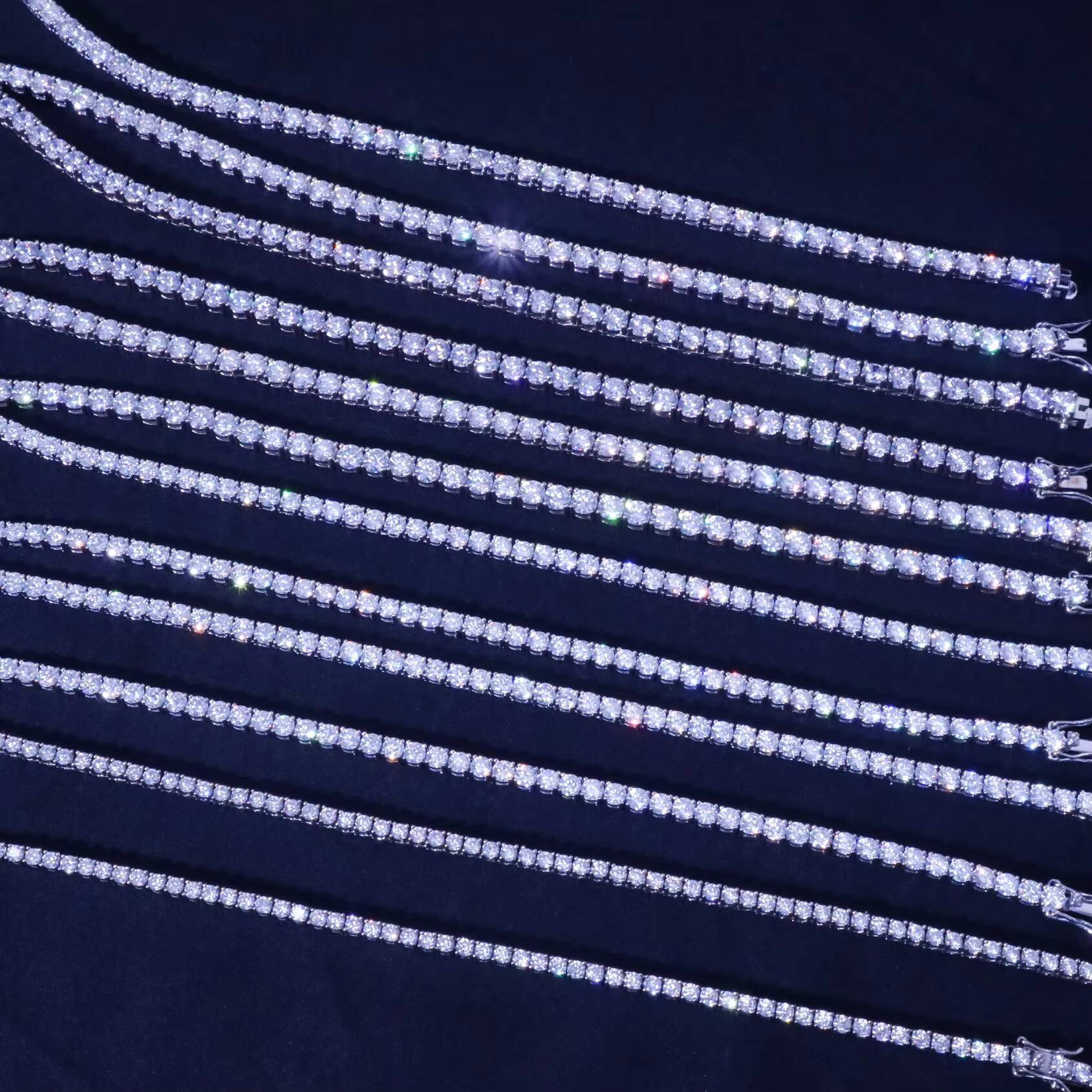 Size3mm 4mm 5mm Moissanite Tennis Necklace 925 Sterling Silver VVS Moissanite Tennis Chain