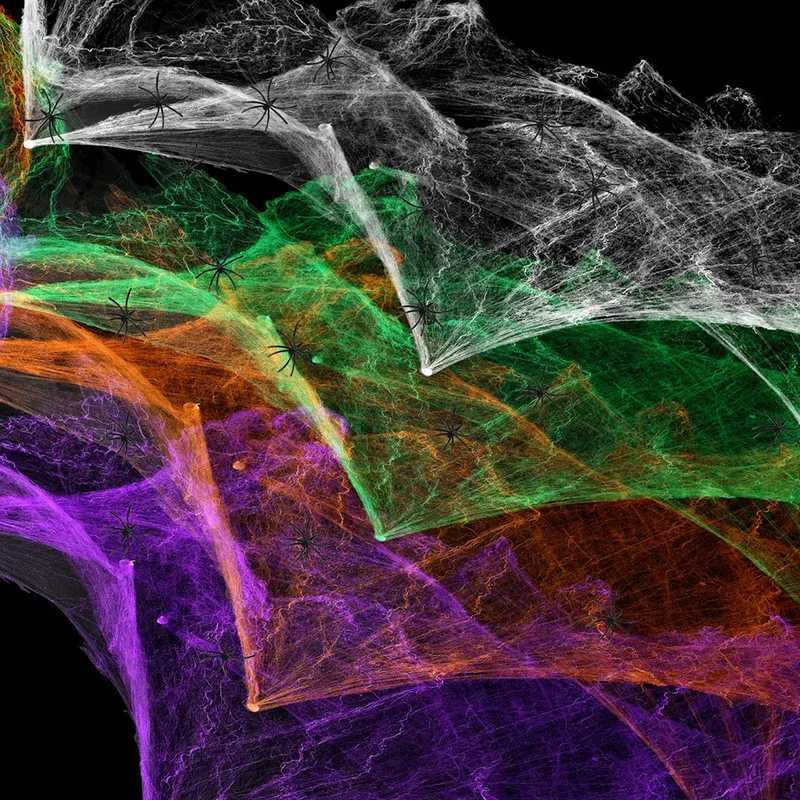 Halloween Scary Party Scene Props White Stretchy Cobweb Spider Web Horror Halloween Decoration For Bar Haunted House C250919