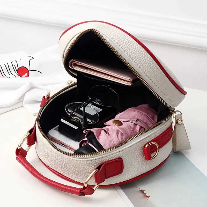 Fashion Handbag with Lychee Pattern Compared To Cherry Sweet Girls Small Round Bag Simple Casual Student Mini Travel Backpack Z250915
