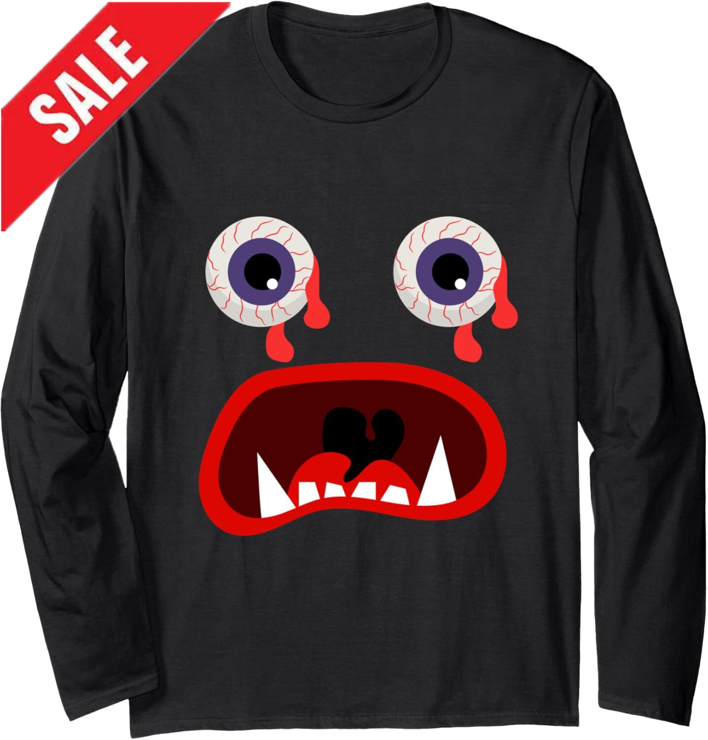 Long Sleeve Shirts for Men sweatshirt Scary Cartoon Eyes Mouth Halloween Costume Gift Long Sleeve Tee Streetwear Casual tops clothes 2025