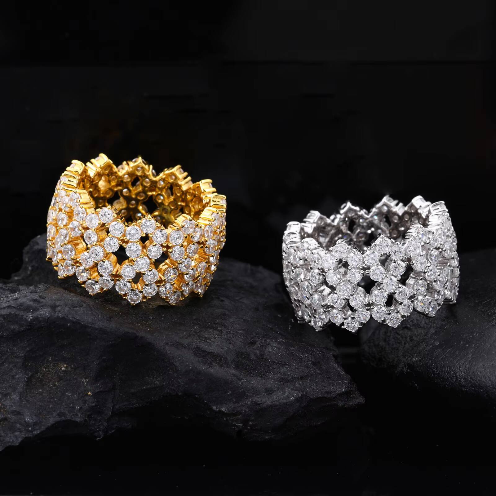 Hip Hop Jewelry Essentials Ring Gold Plated 925 Sterling Silver VVS Moissanite Diamond Infinite Fine Ring With GRA Certificate