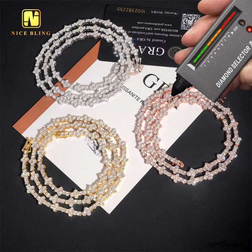 Wholesale Price Sterling Sier 3Mm Hip Hop Jewelry Bracelet Necklace Iced Out VVS Moissanite Dia Cross Tennis Chain ddmyfriend