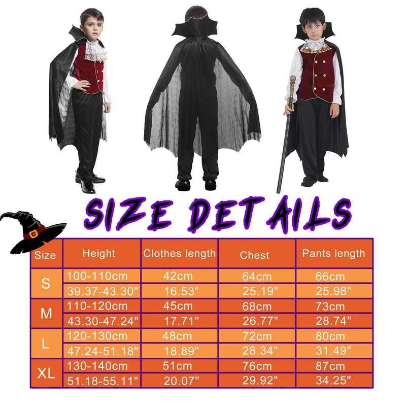 Boys Halloween Vampire Cosplay Costume Kids Carnival Party Dress up Outfit Role Play Costumes with False Teeth Walking Cane L250918