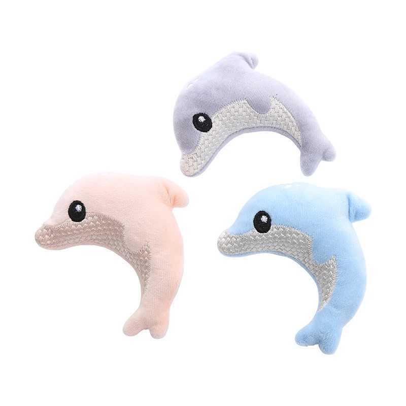 Pet cat toy Cute stuffed animal baby dolphin with catnip nibble toy X250918