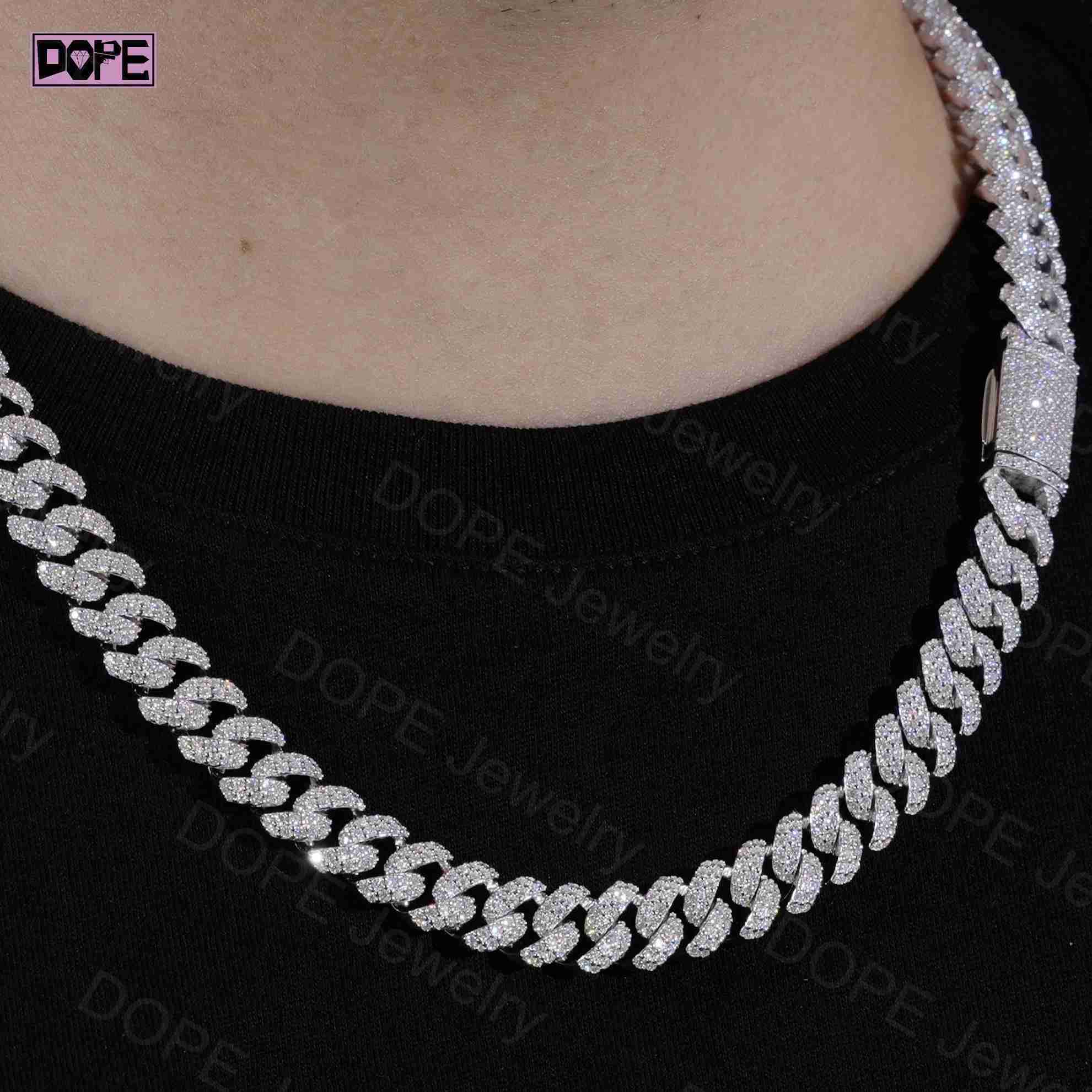 Popular 8mm Cuban Link Chain 925 Silver Iced Out Hiphop Men Necklace Customized Trend Moissanite Cuban Chain