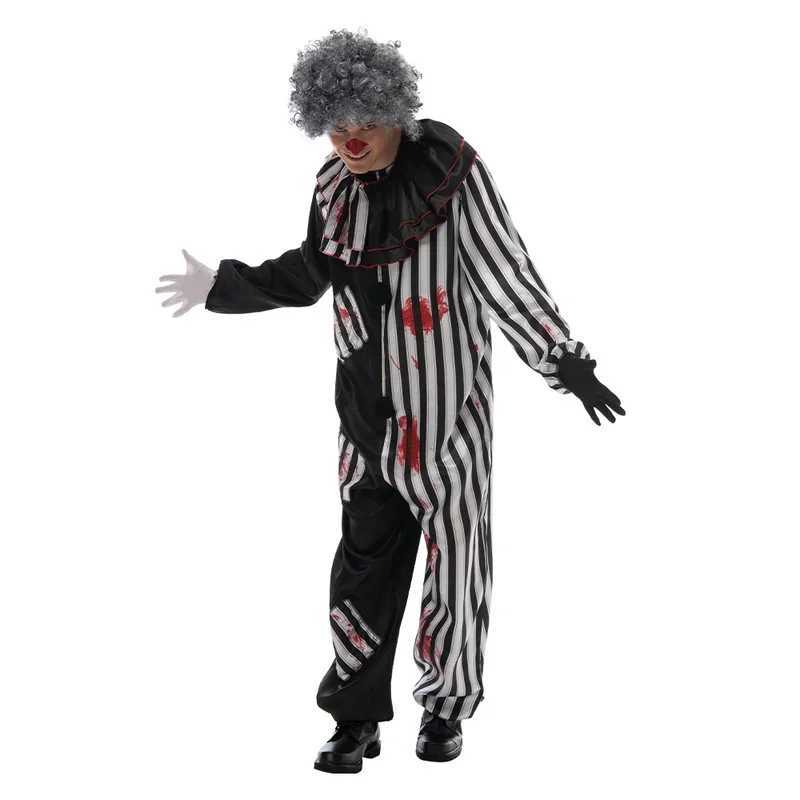 2025ay Halloween Costume Vintage Mens Bloody Killer Clown Carnival Easter Purim Fancy Dress L250918