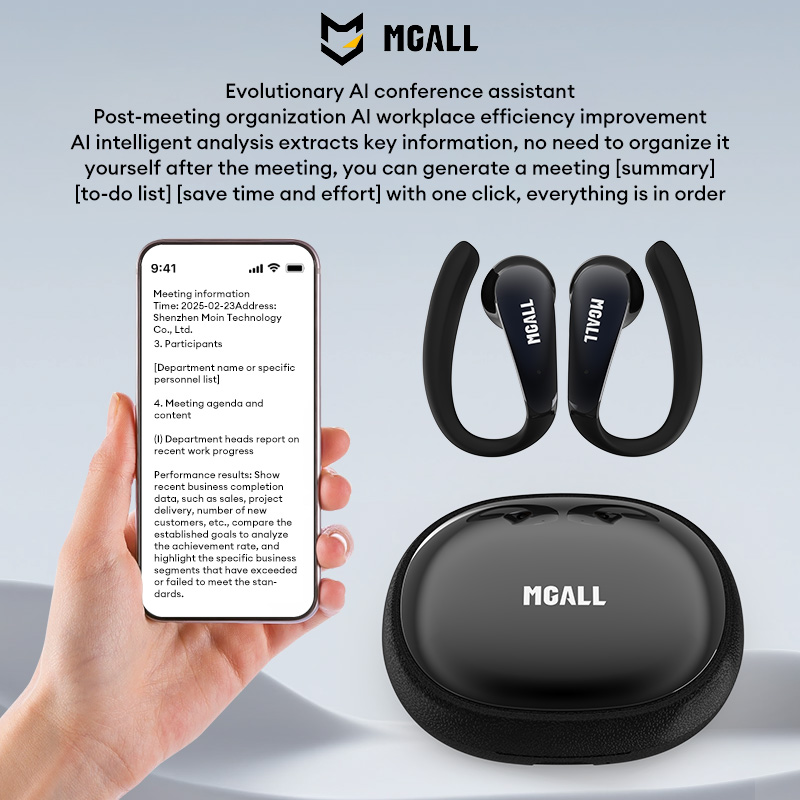 MGALL Wireless Bluetooth Earphones HY-C09 BT6.0 Earhook Style AI Conference Assistant Translation Earbuds HD Calling Music Headset