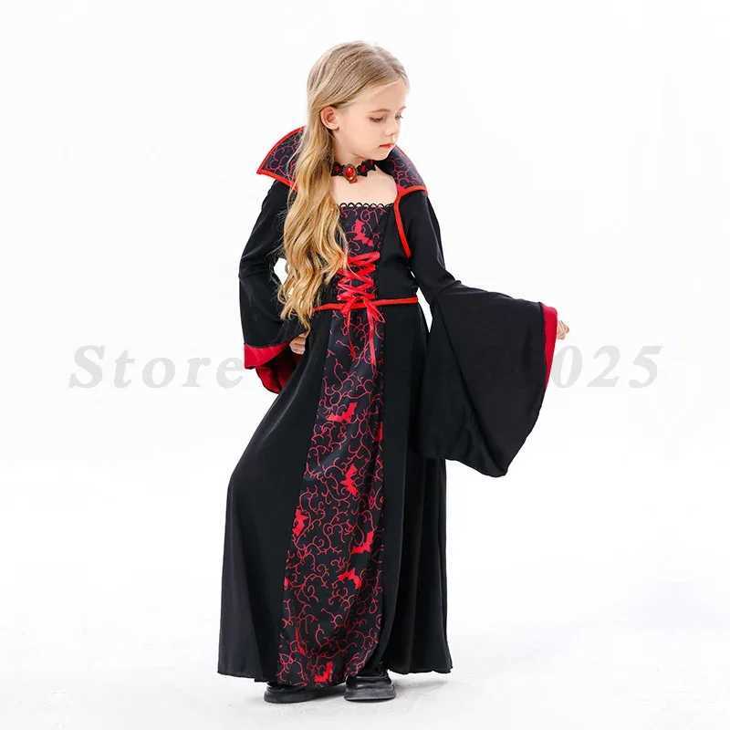 Child Girls Vintage Fancy Dress Gothic Retro Role Play Clothes Medieval Vampires Witch Cosplay Costume Halloween Party Dresses L250918