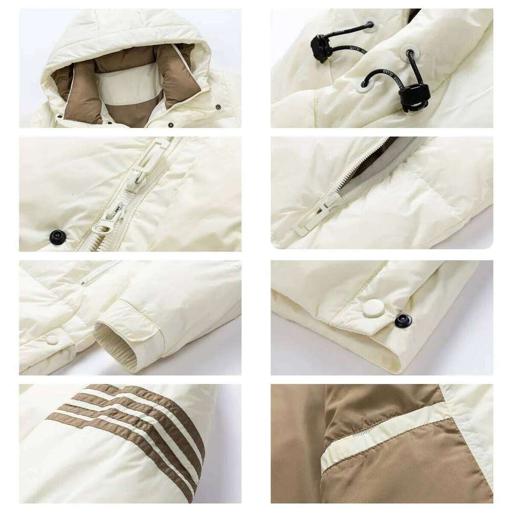 Winter 90%White Duck Men's Down Long Jacket Lightweight Standing Collar Outdoor Waterproof Padded Warm Hooded Windbreaker