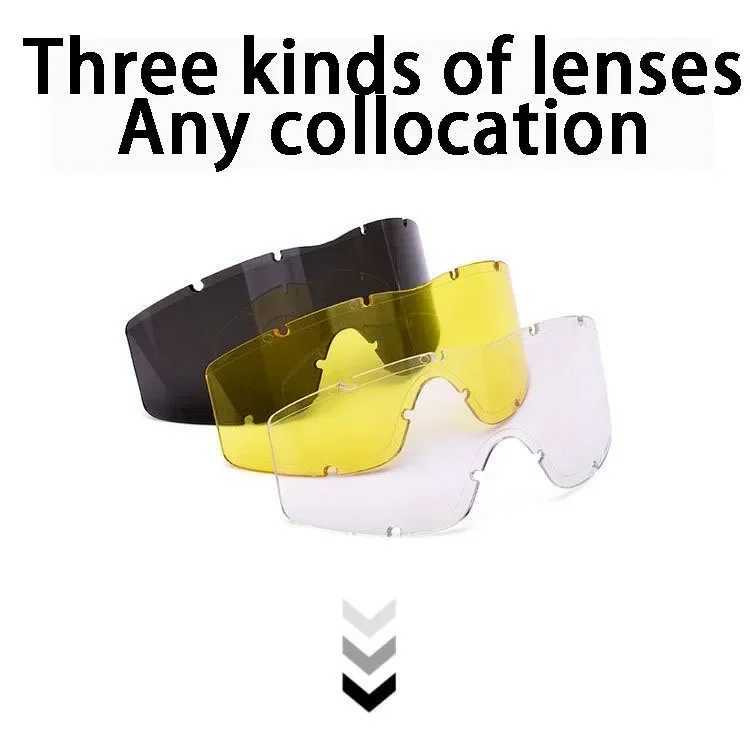 Tactical Goggles 3 Lens Windproof Shooting Hunting Glasses Eyewear Outdoor CS War Game Airsoft Paintball Glasses J250919