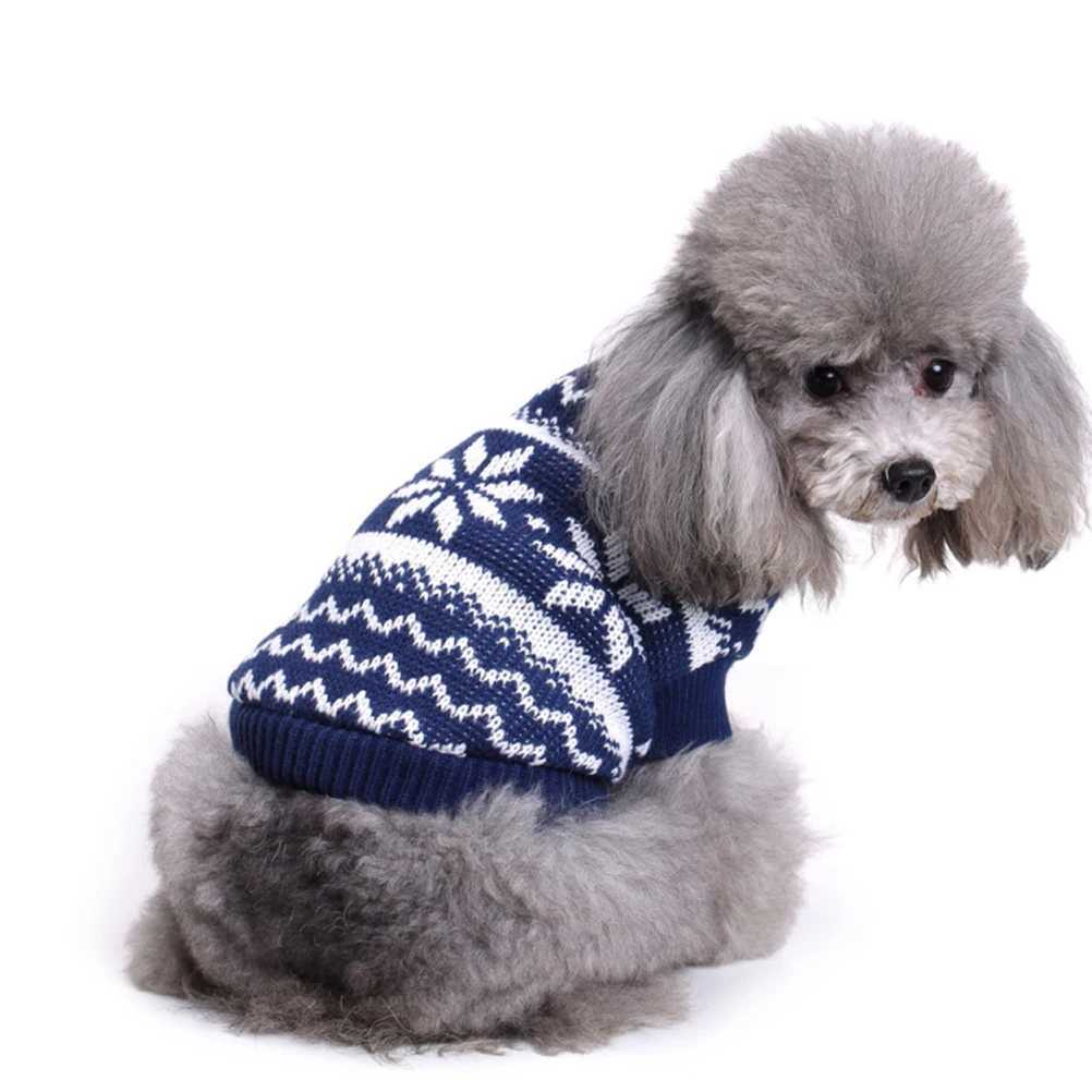 Christmas Pet Sweater Turtleneck Puppy Costume Snowflake Design Festive Dog Clothes Winter Party Supplies Blue Xl Size S25911